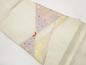 銀駒刺繍蝶・抽象模様名古屋帯